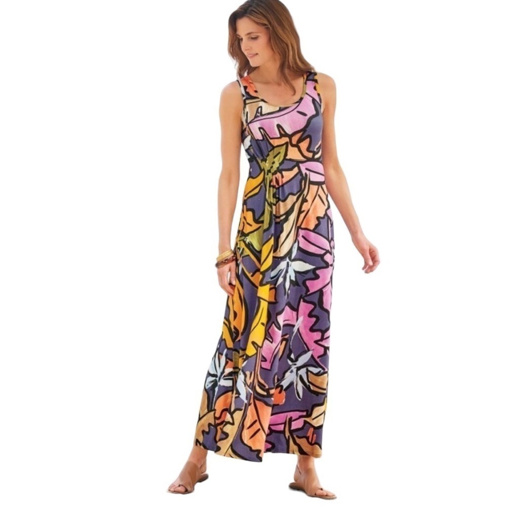 Soft Surroundings - NWT Joylyn Maxi Dress in Tropical MultiLeaf Sz L
